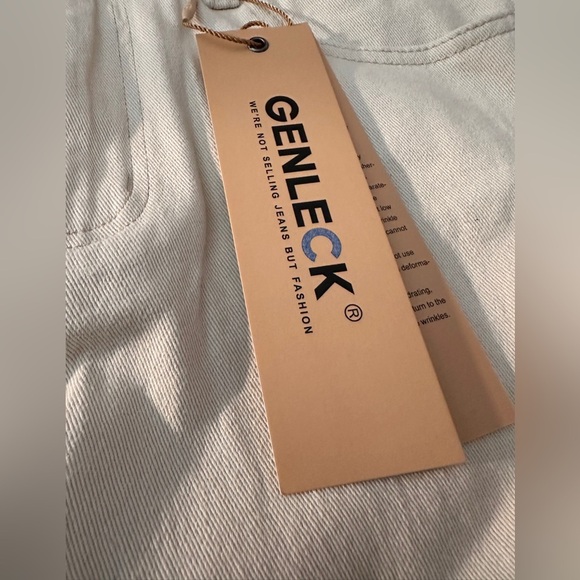 NWT Genleck Women’s Stretch Denim Mini Cargo Skirt Beige Size M - Picture 11 of 11